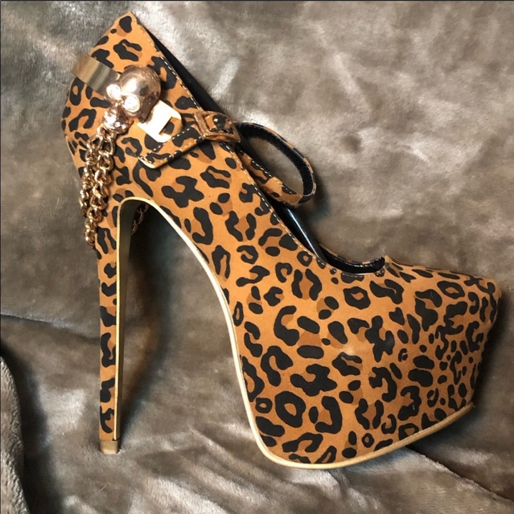 Skull Rhinestone Leopard Mary Jane
